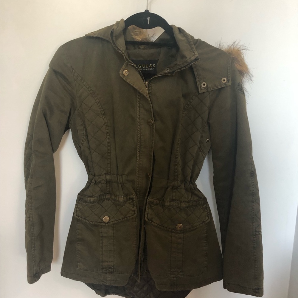 Guess green parka - PERFECT for fall